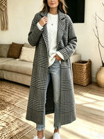 Retro Plaid Pattern Art Cozy Casual Stylish Long Sleeve Coat