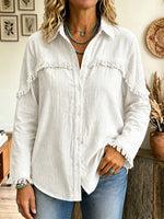 Women's Fringe Trim Button-Down Shirt