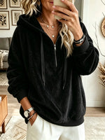 Women's Plush Fleece Half-Zip Oversized Hoodie