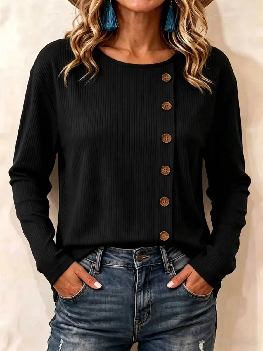 Retro Solid Color Art Casual Button Stylish Long Sleeve Shirt