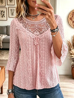 Women's Floral Crochet Lace Bell Sleeve Top
