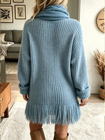 Women’s Vintage Fringe Raw-edge Knitted Dress