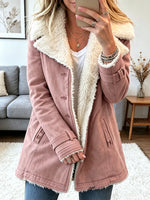 Women's Sherpa-Lined Suede Buckle Coat