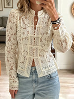 Women's Floral Lace Button Blouse