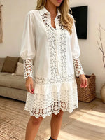 Vintage Elegant Patchwork Openwork Lace Dress