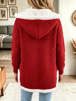 Women's Sherpa Fleece Lined Hooded Knit Cardigan