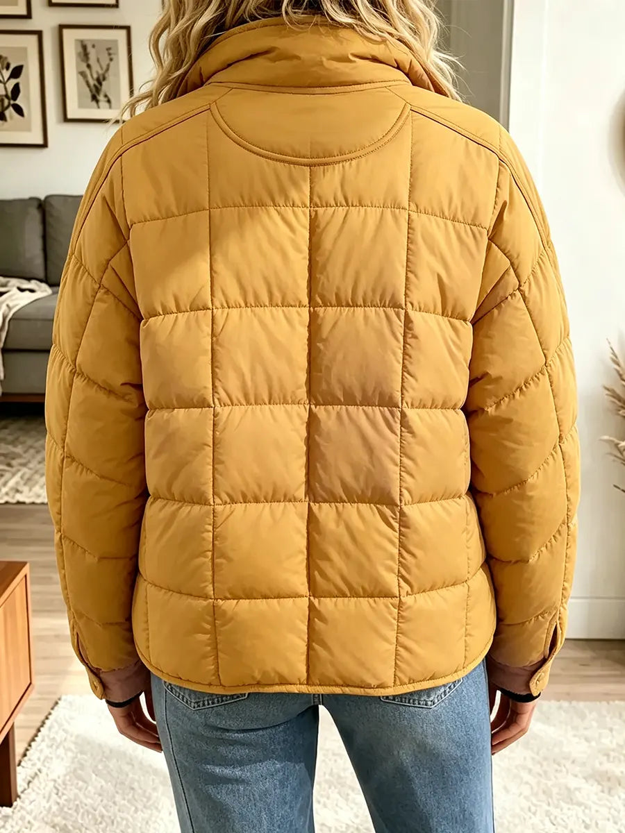 Women’s Stand Collar Zip Up Lightweight Short Padded Coat