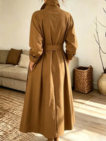 Retro Chic Stand Collar Art Button Cozy Casual Stylish Long Sleeve Coat