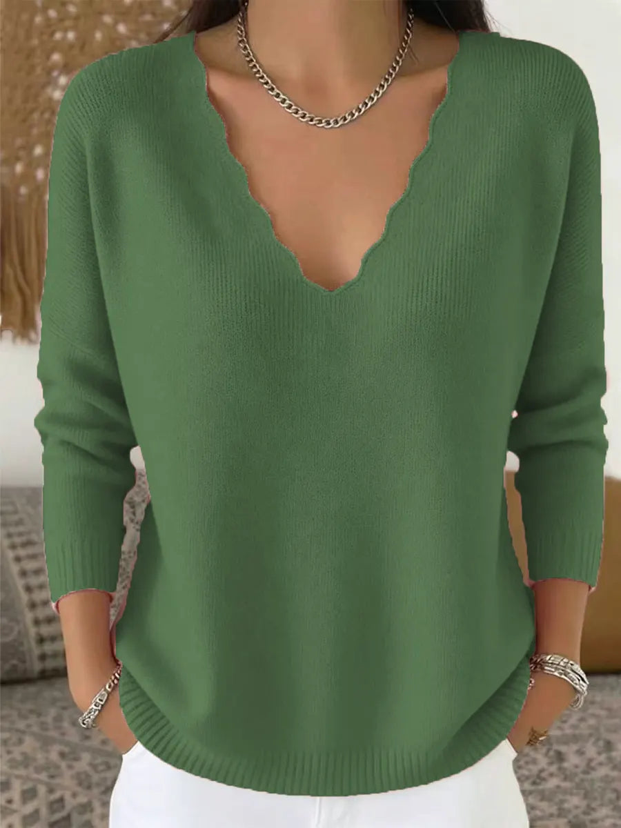 Retro V Collar Knitted Art Casual Stylish Long Sleeve Sweater