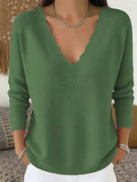 Retro V Collar Knitted Art Casual Stylish Long Sleeve Sweater