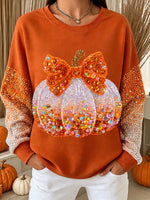 Vintage Autumn Halloween Pumpkin Art Print Crewneck Sweatshirt