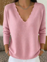 Retro V Collar Knitted Art Casual Stylish Long Sleeve Sweater