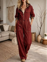 Women’s Bohemian Hooded Denim Jumpsuit