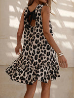 Women's Leopard Ruffle Hem Tank Dress