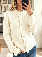 Women's Scalloped Ruffle Trim Knit Cardigan