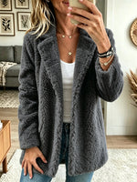 Women's Notch Collar Plush Sherpa Coat