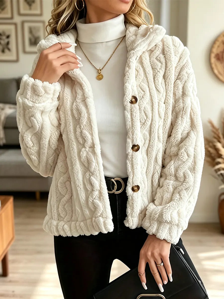 Retro Cozy Loose Fuzzy Fleece Art Casual Stylish Long Sleeve Coat