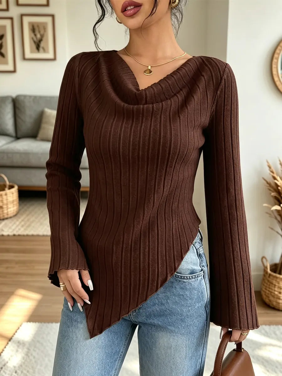 Retro Cowl Neck Art Casual Stylish Long Sleeve Shirt