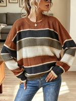 Retro Stripe Loose Art Casual Stylish Long Sleeve Sweater