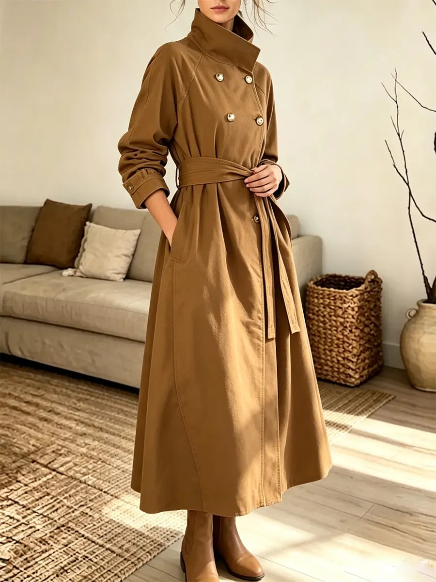 Retro Chic Stand Collar Art Button Cozy Casual Stylish Long Sleeve Coat