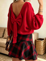 Women's Backless Bow Knit Sweater