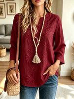 Retro Hollow Floral Lace Art Casual Stylish Long Sleeve Shirt