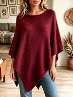 Women's Asymmetrical Hem Cashmere-Blend Poncho Sweater