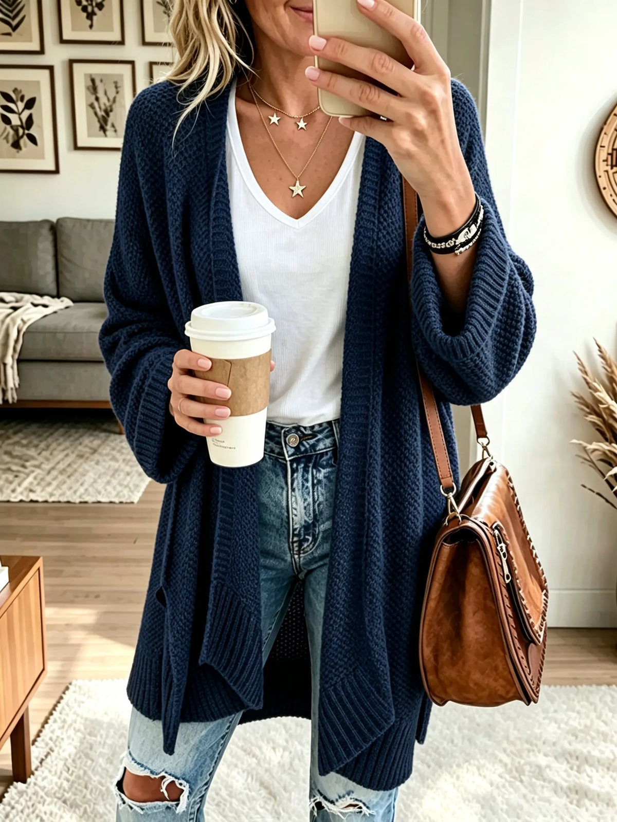 Women's Open-Front Knit Cardigan