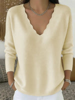 Retro V Collar Knitted Art Casual Stylish Long Sleeve Sweater