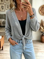Women's Open-Knit Tie-Front Cardigan Shrug