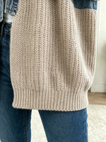 Women's Denim Patchwork Knit Cardigan