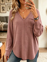 Women's V-Neck High-Low Knit Tunic Top