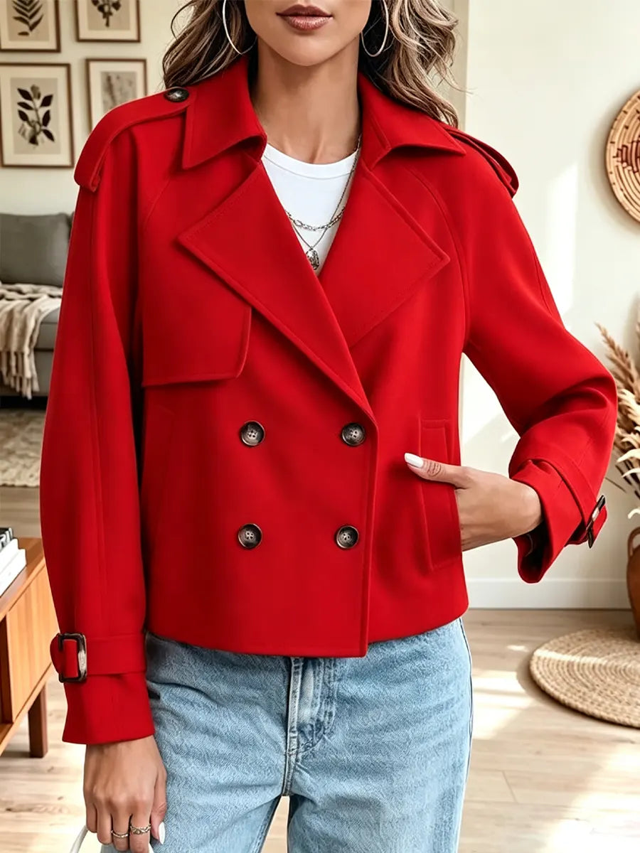 Retro Loose Pockets Art Button Casual Stylish Long Sleeve Coat