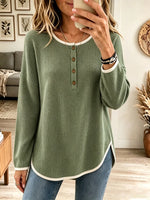 Women's Waffle Knit Button-Down Henley Tunic