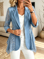 Women's Lace Panel Denim Blazer