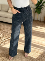 Women's Splatter Print High-Rise Straight Jeans
